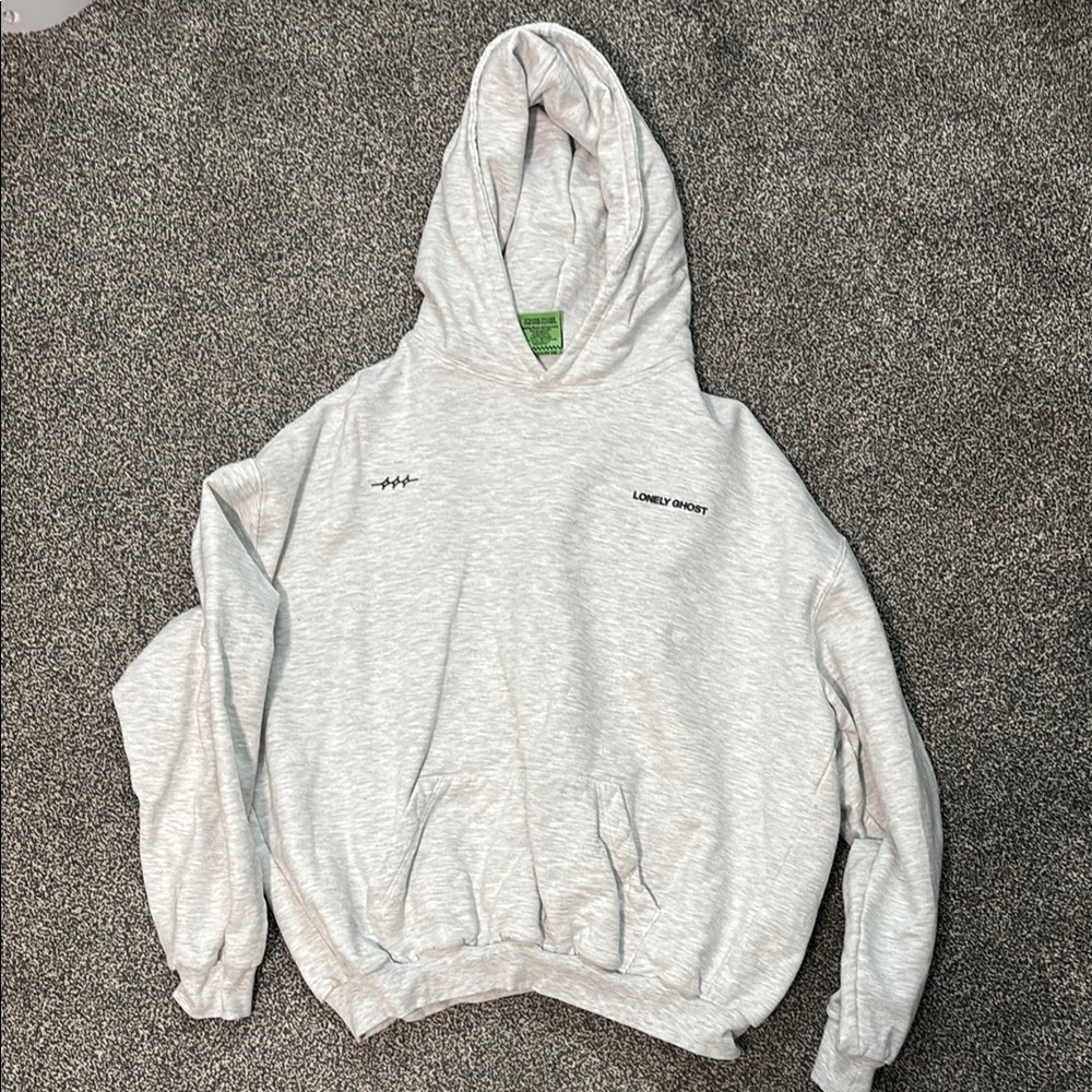 LONELY GHOST Light Gray Hoodie for Men